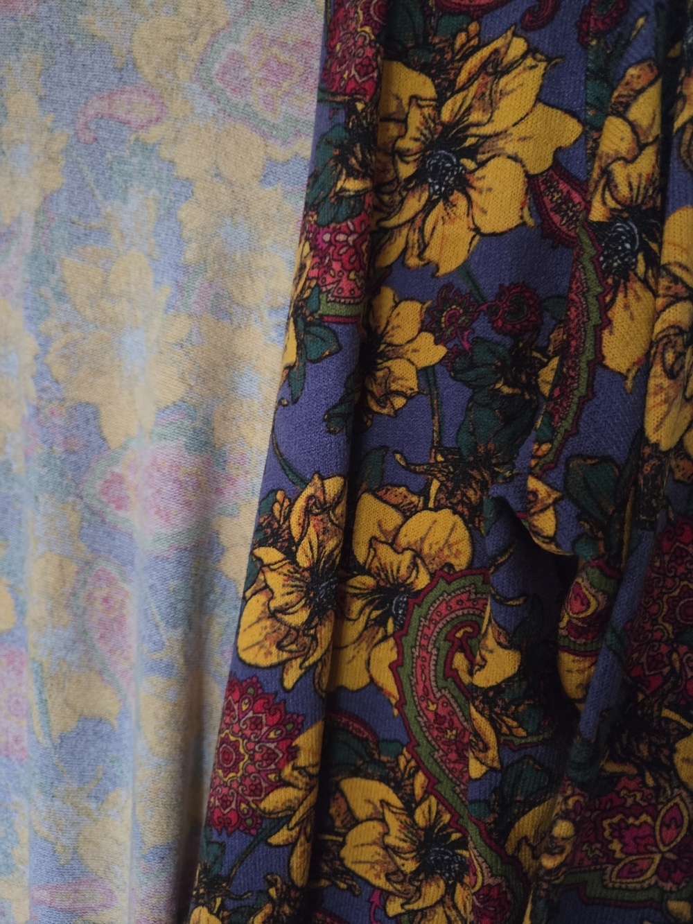 Floral Long Open Cardigan - Yellow & Burgundy on Navy - Picture 5 of 9